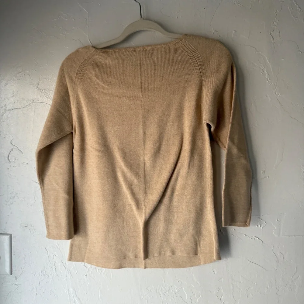 Indigenous Vintage 90s Square Neck Knit Sweater Top Beige Organic Cotton‎ L